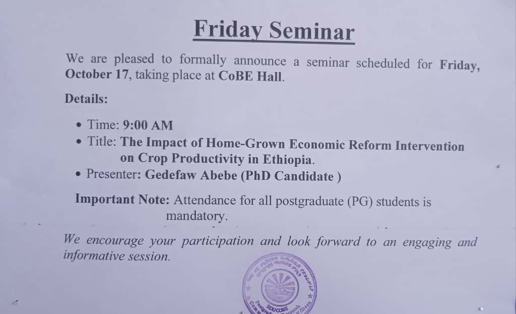 Friday seminar