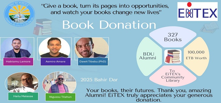 Bdu Library BDU Alumni and Friends Donated 100k Birr Worth Books to EiTEX Community ...